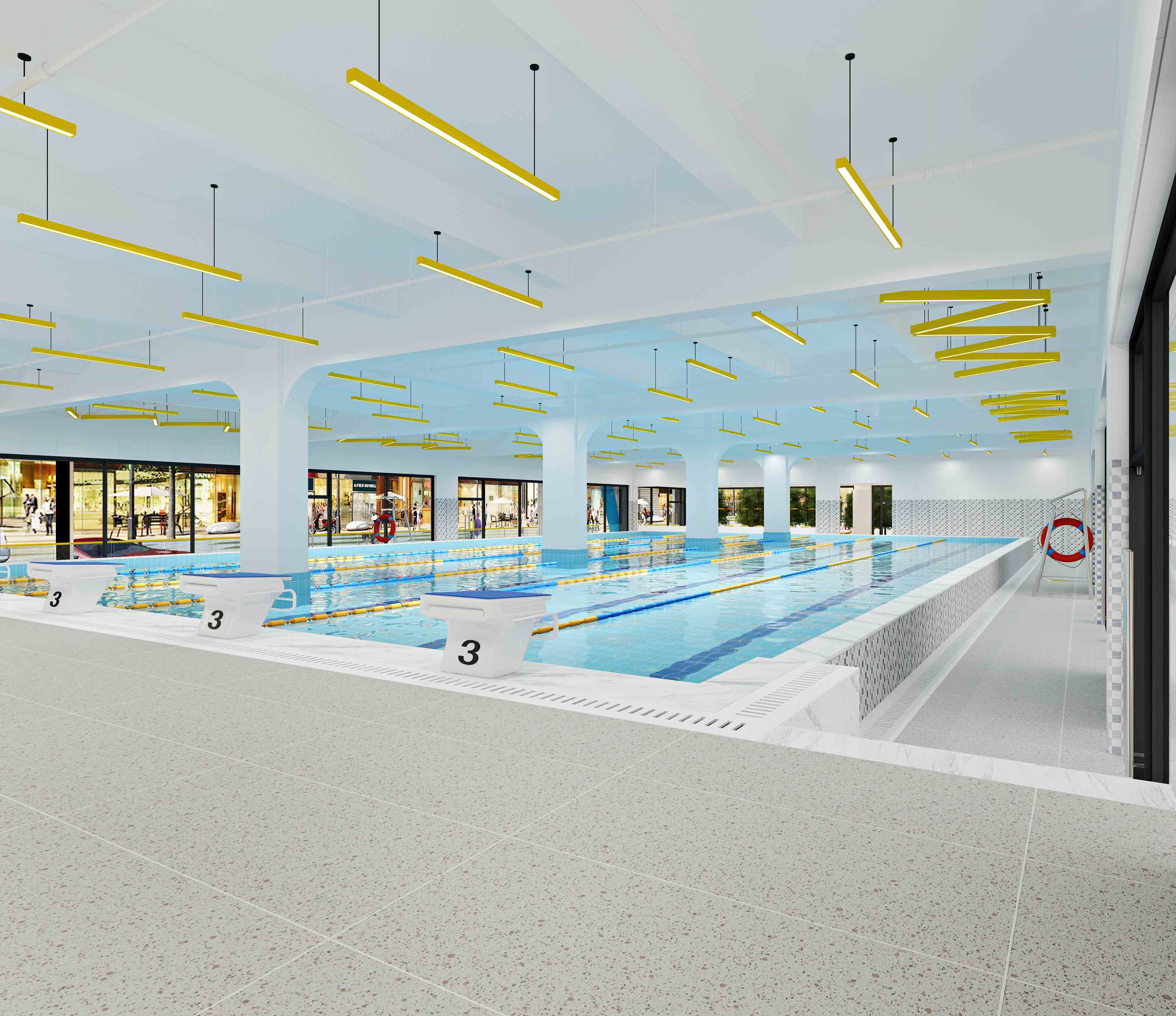 宏发大世界一期游泳馆、健身室空间效果图